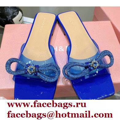 Mach & Mach Crystal Double Bow Slides PVC Blue 2022